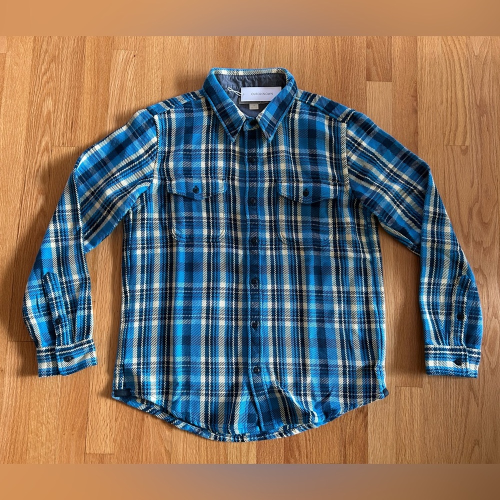 Outerknown Men’s Blanket Shirt M Blue Wave Ventana Plaid